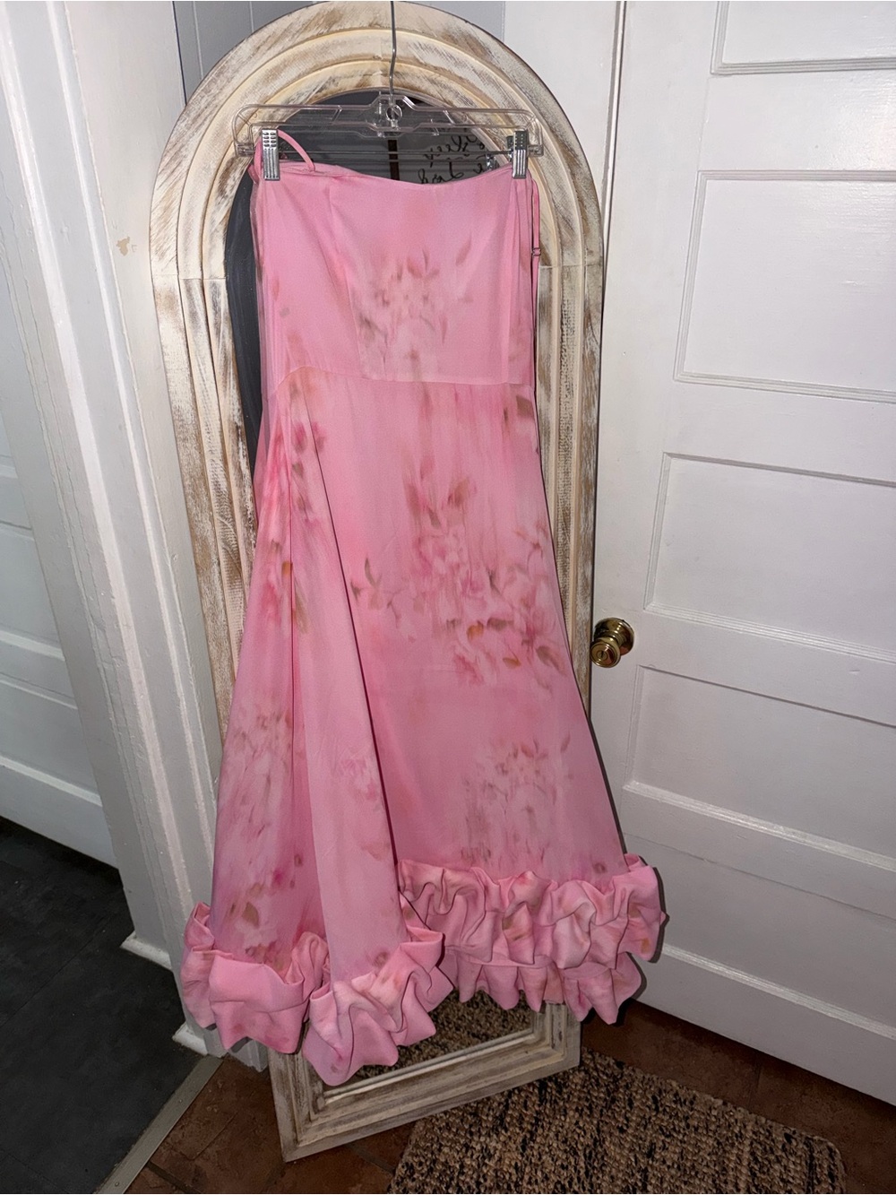 Gianni Bini Pink Floral Ruffle-Hem Maxi Skirt